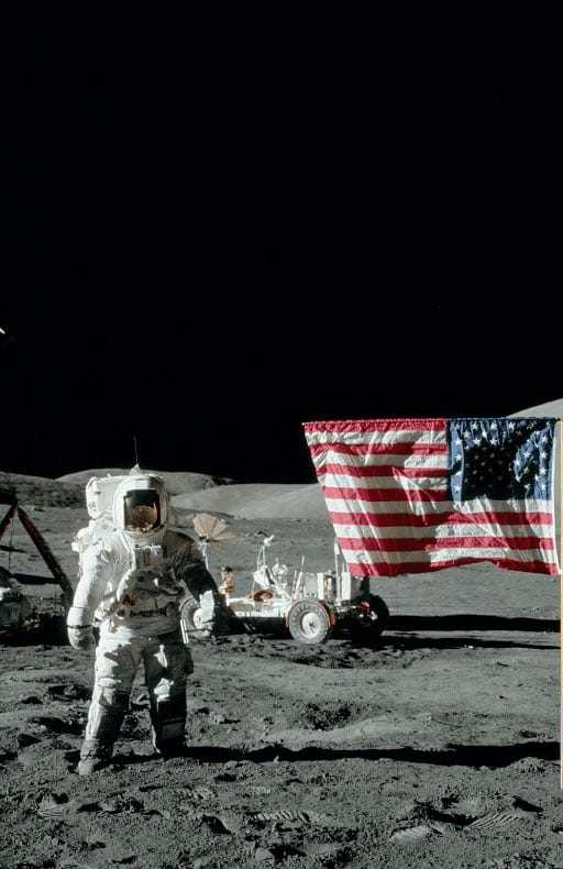 Photo of an astronaut on the moon