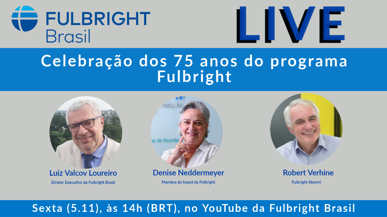 Promotional graphic for Fulbright Day: Brazil with speakers headshots