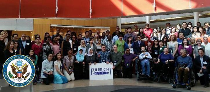 A group of Fulbrighters, some with disabilities, at a Foreign Student enrichment seminar.