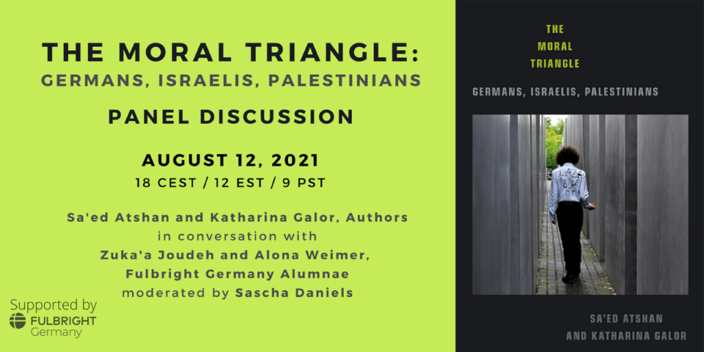 Promotional graphic for "The Moral Triangle: Germans, Israelis, Palestinians" online panel event